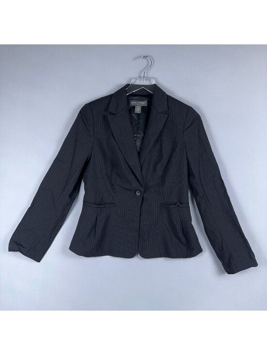 Banana Republic Jackets & Blazers - Banana Republic Single-Button Blazer Coat Womens Size 6 Pinstripe Black